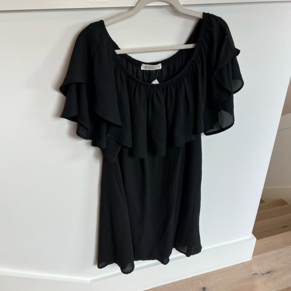 Wanderlux Off-the-shoulder Black Dress with Ruffles in Women’s Small NWT
